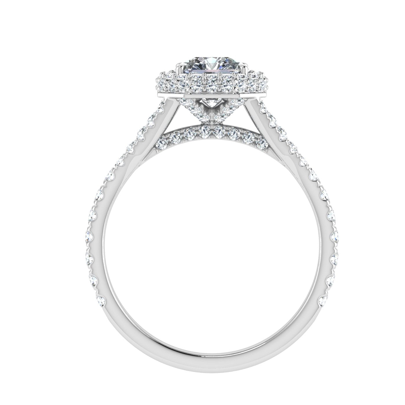 Gardenia Asscher Cut Side Stones Moissanite Engagement Ring White Gold